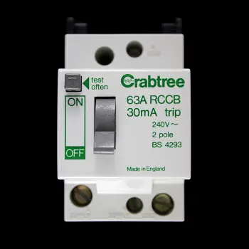 CRABTREE 63 AMP 30mA DOUBLE POLE RCCB RCD