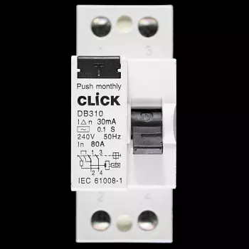CLICK 80 AMP 30mA DOUBLE POLE RCD TYPE AC DB310