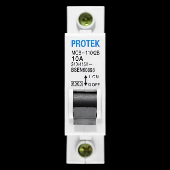 PROTEK 10 AMP CURVE B 6kA MCB CIRCUIT BREAKER MCB-110/2B