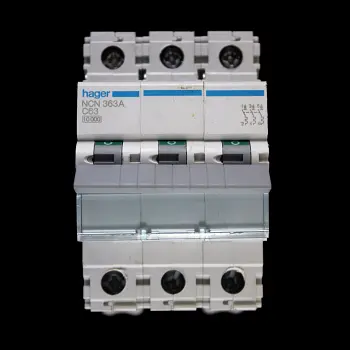 HAGER 63 AMP CURVE C 10kA TRIPLE POLE MCB CIRCUIT BREAKER NCN363A 461588
