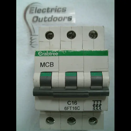 CRABTREE 16 AMP CURVE C 6kA MCB CIRCUIT BREAKER TRIPLE 3 POLE 6FT16C BS EN 60898