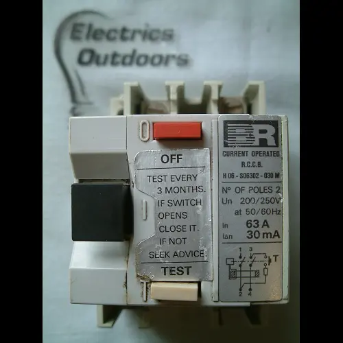 BR 63 AMP 30mA DOUBLE POLE RCCB RCD H06 S06302 030M