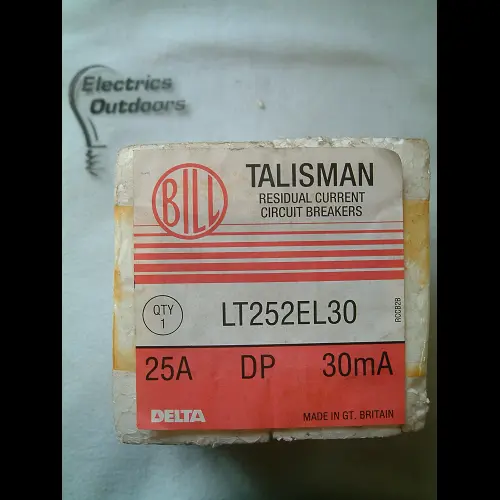 BILL 25 AMP 30mA DOUBLE POLE RCCB RCD LT252EL30 TALISMAN DELTA