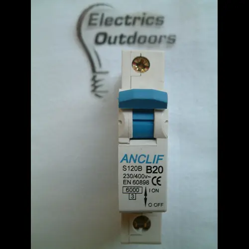 ANCLIF 20 AMP CURVE B 6kA SINGLE POLE MCB CIRCUIT BREAKER 230V S120B BS EN 60898