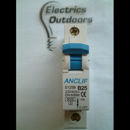 ANCLIF 25 AMP CURVE B 6kA SINGLE POLE MCB CIRCUIT BREAKER 230V S125B BS EN 60898