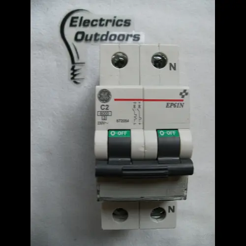 GENERAL ELECTRIC 2 AMP CURVE C 6kA 1P+N MCB CIRCUIT BREAKER EP61N 672054