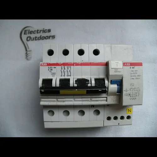 ABB 20 AMP CURVE C 10kA 30mA THREE POLE 3P+N MCB RCD 400V S273 NA D64 MAX 32