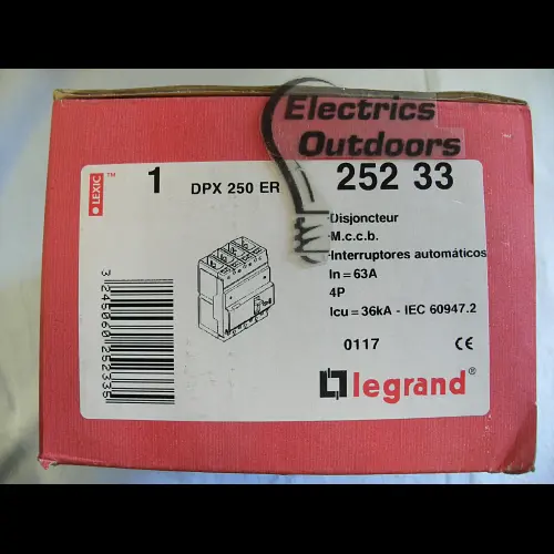 LEGRAND 63 AMP 36kA FOUR POLE MCCB DPX 250 ER 25233 252 33