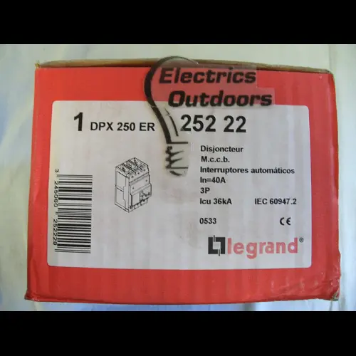 LEGRAND 40 AMP 36kA TRIPLE POLE MCCB 400V DPX 250 ER 0 252 22