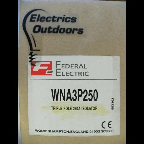 FEDERAL ELECTRIC 250 AMP TRIPLE POLE ISOLATOR NON AUTOMATIC MCCB WNA3P250