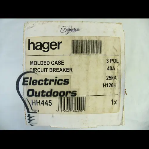 HAGER 40 AMP 25kA TRIPLE POLE MCCB HH445 H126H