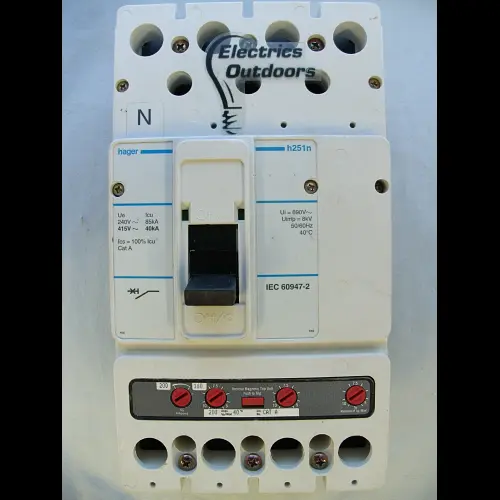 HAGER 200 AMP 40kA FOUR POLE MCCB H251N