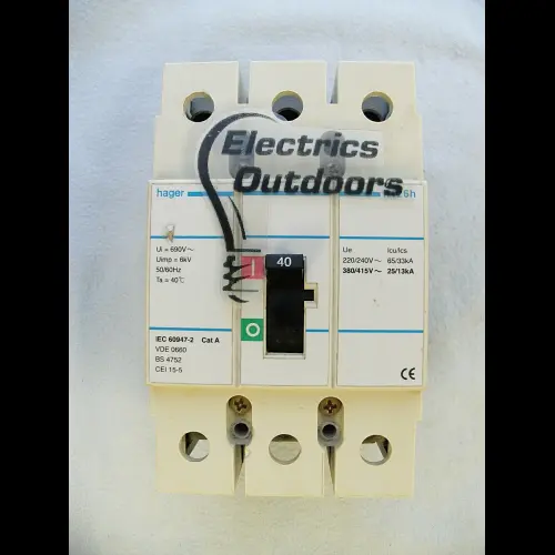 HAGER 40 AMP 25kA TRIPLE POLE MCCB H126H