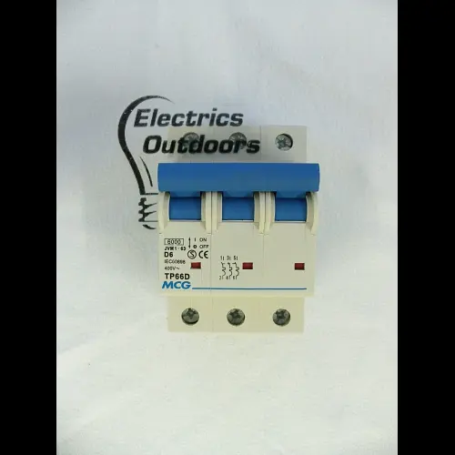 MCG 6 AMP CURVE D 6kA TRIPLE POLE MCB CIRCUIT BREAKER JVM1-63 TP66D
