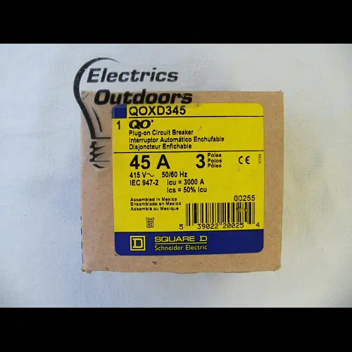 SQUARE D 45 AMP 3kA TRIPLE POLE MCB CIRCUIT BREAKER QOX QOXD345