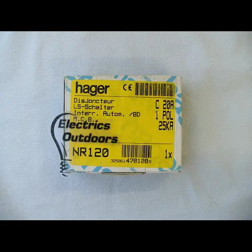 HAGER 20 AMP CURVE C 25kA MCB CIRCUIT BREAKER NR120 478120