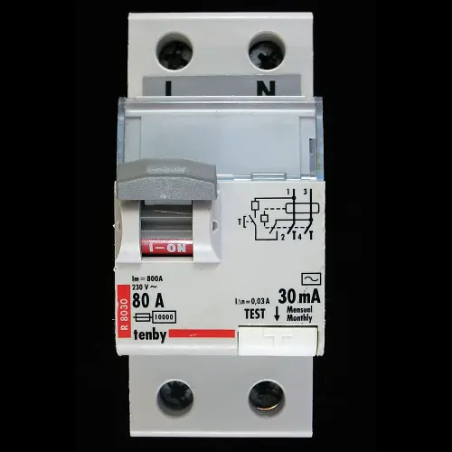 TENBY 80 AMP 10kA 30mA DOUBLE POLE RCD RCCB TYPE AC R8030