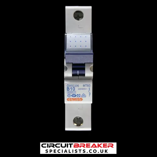 GEWISS 10 AMP CURVE B 6kA MCB CIRCUIT BREAKER GW92206 MT60