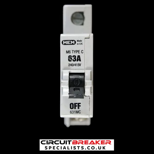 MEM 63 AMP CURVE C M6 MCB CIRCUIT BREAKER 631MC