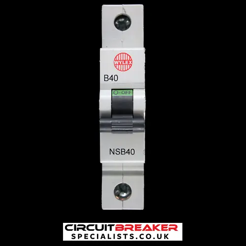 WYLEX 40 AMP CURVE B 6kA MCB CIRCUIT BREAKER NSB40 BLACK CLIP