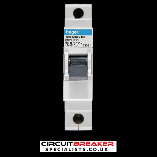 HAGER 10 AMP TYPE 2 M6 MCB CIRCUIT BREAKER M610 U1 13081