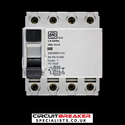 MK 40 AMP 30mA FOUR POLE RCD TYPE AC 230V LN 6440s