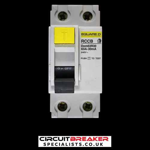 SQUARE D 63 AMP 30mA DOUBLE POLE RCCB RCD TYPE AC DOM63R30