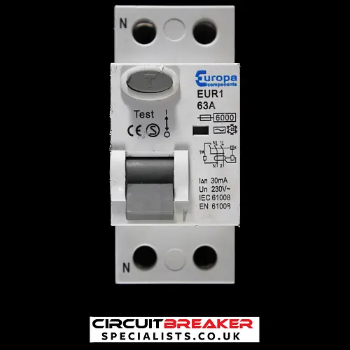 EUROPA 63 AMP 30mA DOUBLE POLE RCD EUR1