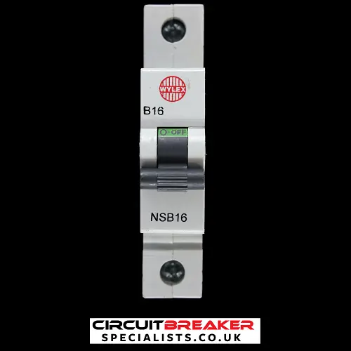 WYLEX 16 AMP CURVE B 6kA MCB CIRCUIT BREAKER NSB16 BLACK CLIP