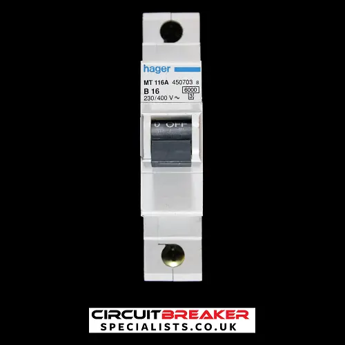 HAGER 16 AMP CURVE B 6kA MCB CIRCUIT BREAKER MT116A