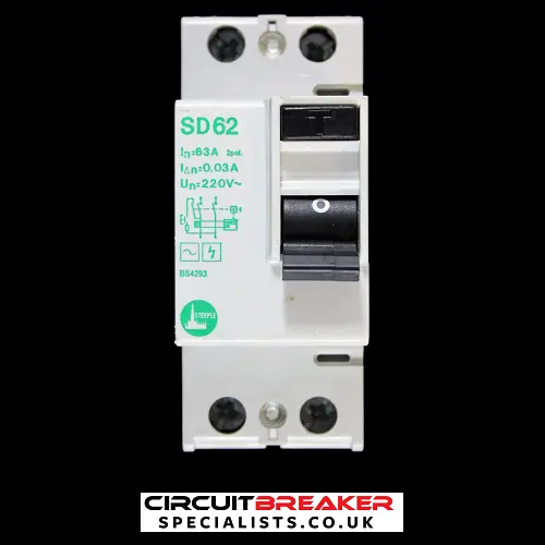 STEEPLE 63 AMP 30mA DOUBLE POLE RCD TYPE AC SD62