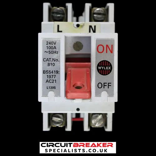 WYLEX 100 AMP DOUBLE POLE MAIN SWITCH DISCONNECTOR CAT No 810 AC21