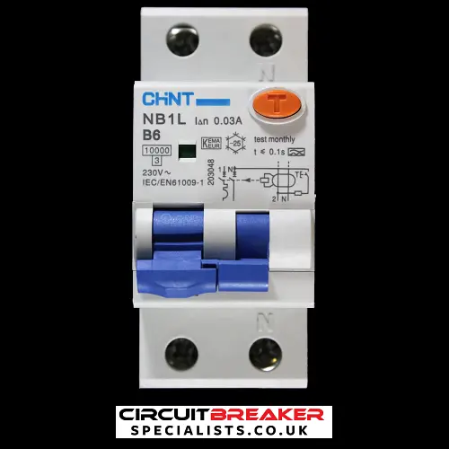 CHINT 6 AMP CURVE B 10kA 30mA DOUBLE POLE RCBO RCD MCB NB1L 203048
