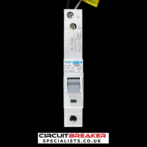 HAGER 10 AMP CURVE C 6kA 30mA RCBO RCD MCB AD120 104280