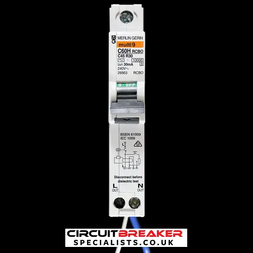 MERLIN GERIN 45 AMP CURVE C 10kA 30mA RCBO TYPE AC 26863 C60HC45R30