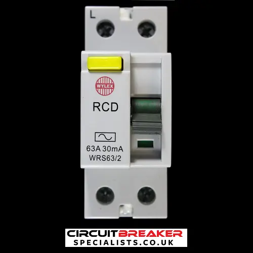WYLEX 63 AMP 30mA DOUBLE POLE RCD TYPE AC WRS63/2
