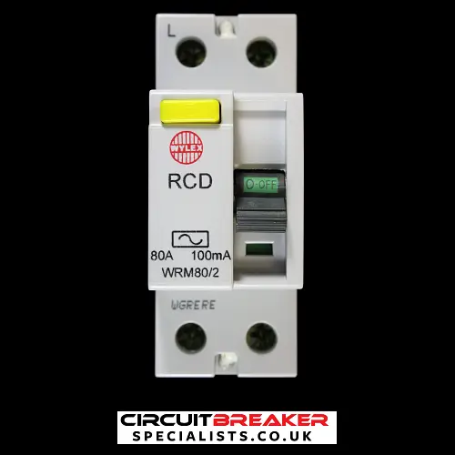 WYLEX 80 AMP 100mA DOUBLE POLE RCD TYPE AC WRM80/2