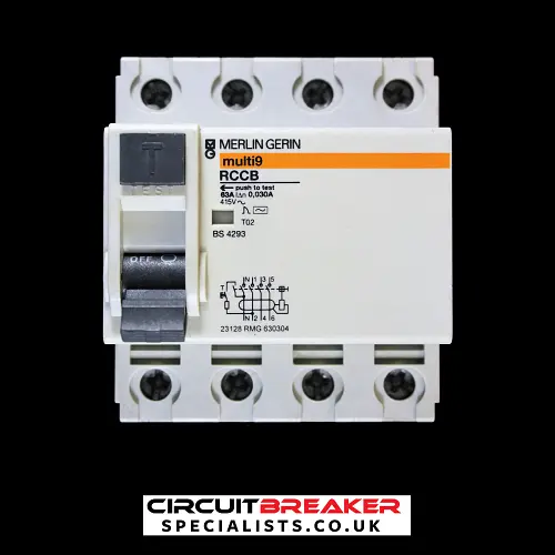 MERLIN GERIN 63 AMP 30mA FOUR POLE RCCB RCD TYPE AC 23128 RMG 630304
