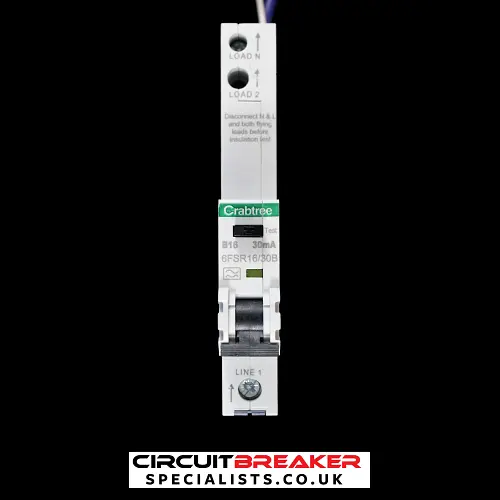 CRABTREE 16 AMP CURVE B 6kA 30mA RCBO TYPE A LOADSTAR 6FSR16/30B