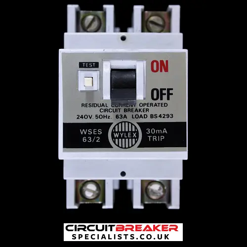 WYLEX 63 AMP 30mA DOUBLE POLE RCCB RCD WSES 63/2