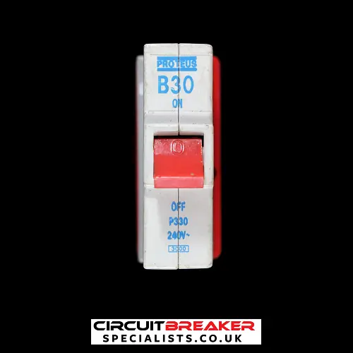 PROTEUS 30 AMP CURVE B 3kA MCB CIRCUIT BREAKER P330 PUSH PLUG IN