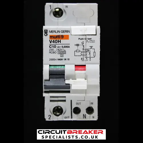 MERLIN GERIN 10 AMP CURVE C 10kA 30mA DOUBLE POLE RCBO TYPE AC V40H 26894