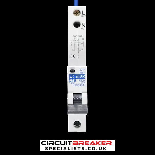 PROTEUS 16 AMP CURVE C 4.5kA 30mA RCBO TYPE AC 16MCRSP1