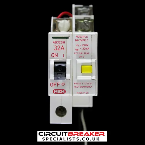 MEM 32 AMP CURVE C M6 30mA DOUBLE POLE RCBO AB32SH