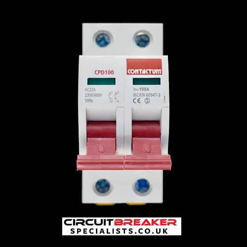 CONTACTUM 100 AMP DOUBLE POLE MAIN SWITCH DISCONNECTOR CPD100