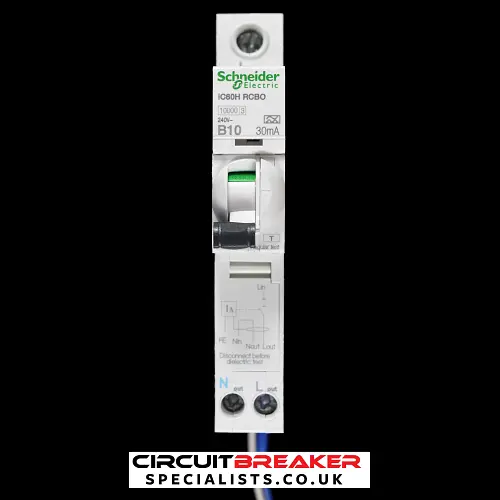 SCHNEIDER 10 AMP CURVE B 10kA 30mA RCBO TYPE A IC60H A9D31810