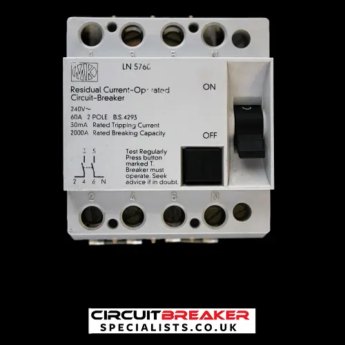 MK 60 AMP 30mA DOUBLE POLE RCCB RCD LN 5760