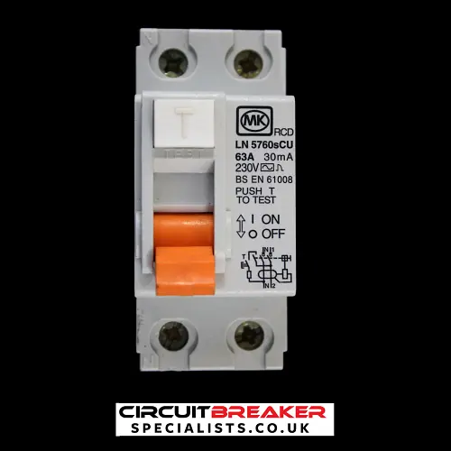 MK 63 AMP 30mA DOUBLE POLE RCD TYPE AC LN 5760S CU