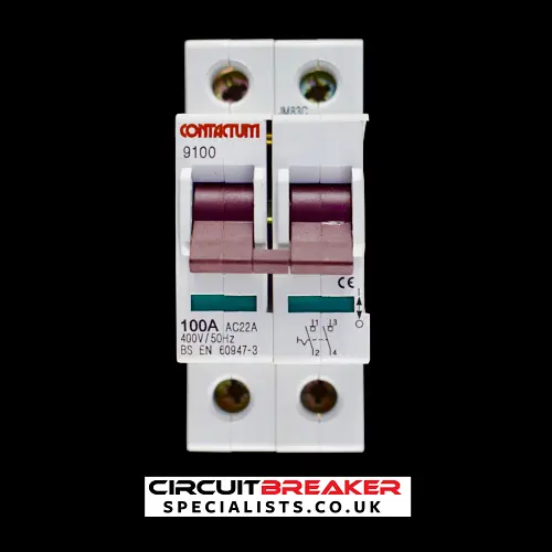 CONTACTUM 100 AMP DOUBLE POLE MAIN SWITCH DISCONNECTOR 9100 RED