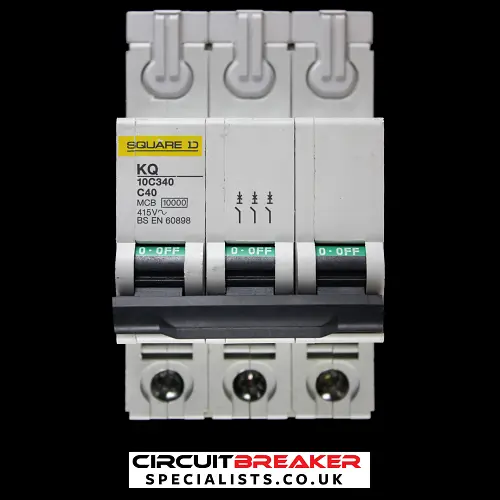 SQUARE D 40 AMP CURVE C 10kA TRIPLE POLE MCB CIRCUIT BREAKER KQ 10C340